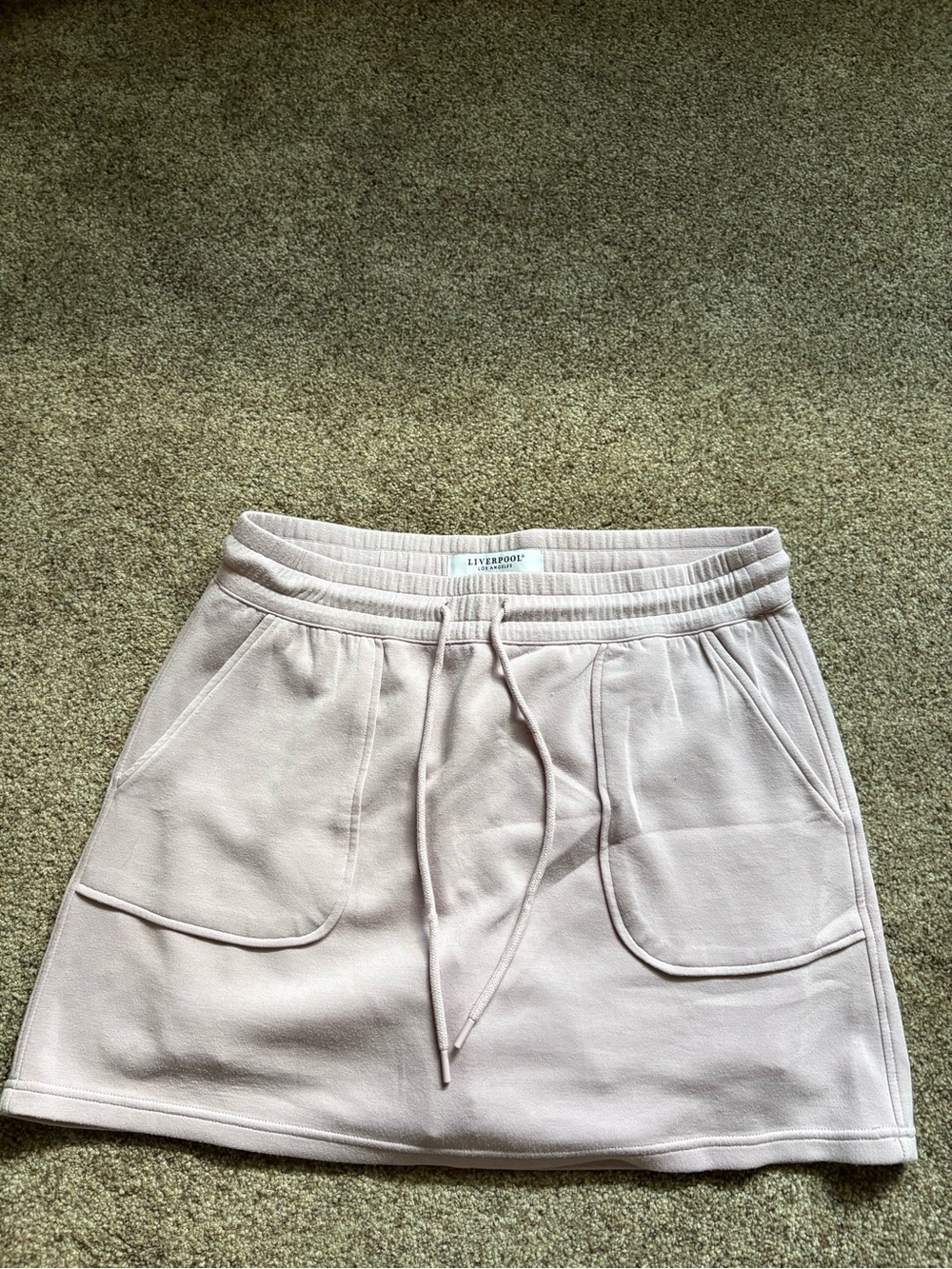 Liverpool Light Pink Drawstring Pocket Mini Skirt